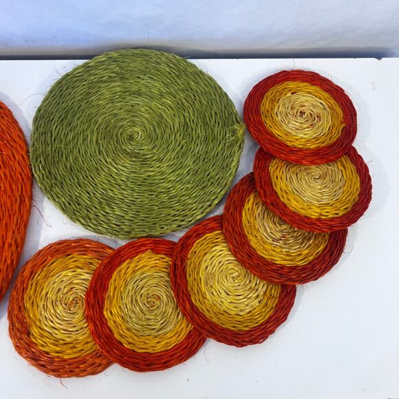 Abaca Fiber Hemp Trivets & Coasters Set of 9 MCM Retro VTG Home Decor Cottage - Picture 4 of 10